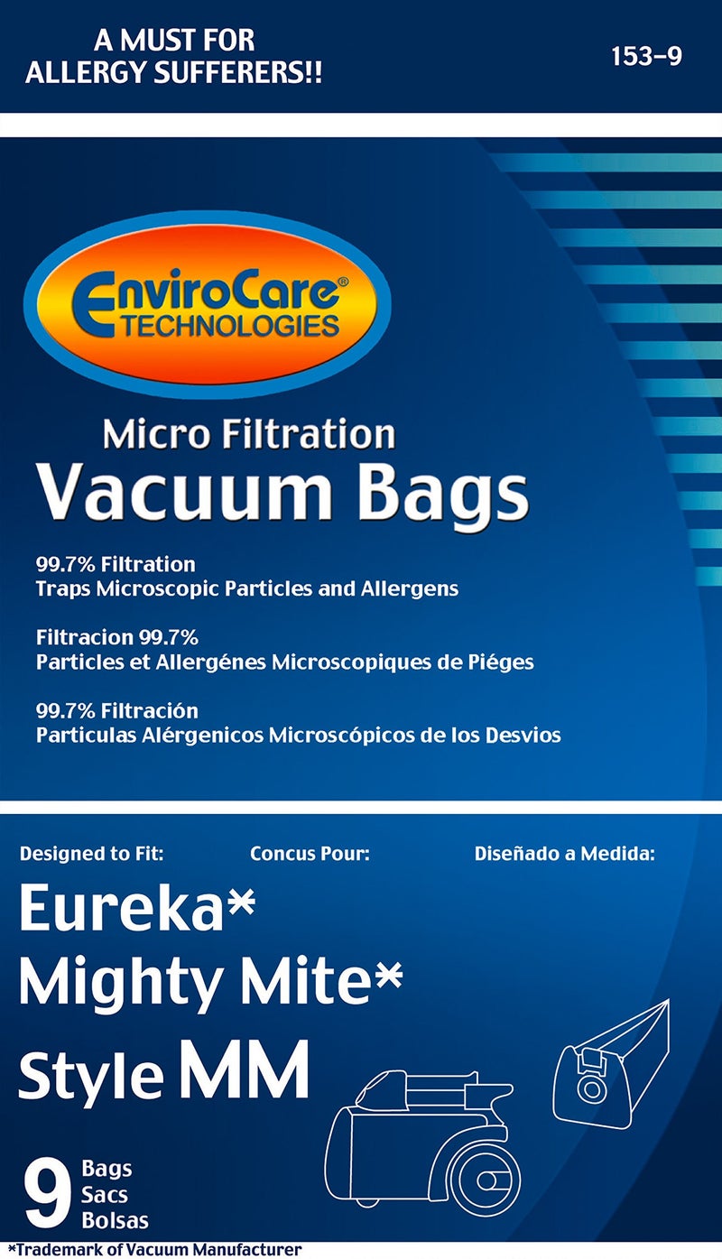 Envirocare Premium Replacement Multi-layer Micro Filtration Vacuum Bags Made to fit Eureka Style MM Eureka Mighty Mite 3670 and 3680 Series Canisters 9 Bags - Image 3